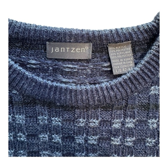 Jantzen Vintage Sweater Crewneck Knit Checkered Patterned   - Size Large - Picture 3 of 8